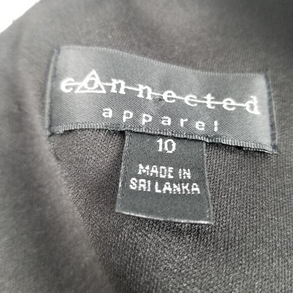 Connected Apparel Black White Pink Floral Overlay Dress Stretchy Excellent 10 - Picture 4 of 5